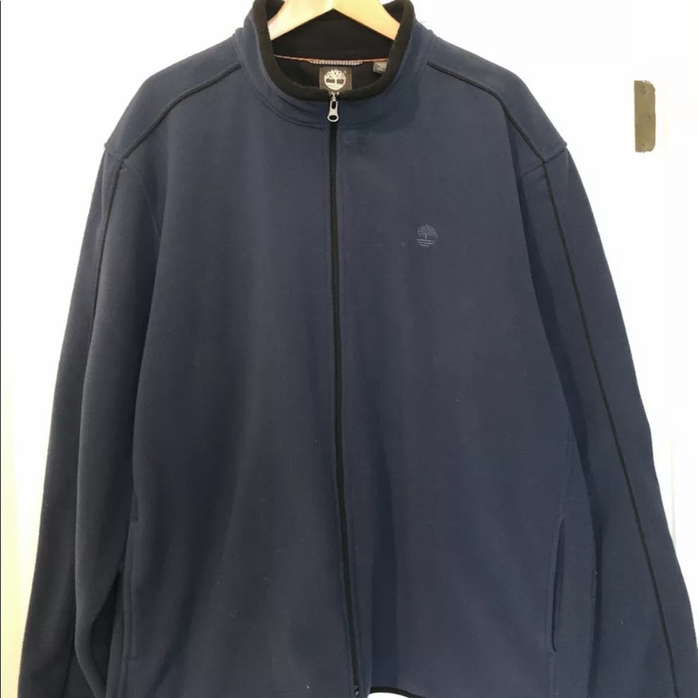 Timberland Sweater Jacket Navy Full Zip with Pockets 100% Polyester Size XXL